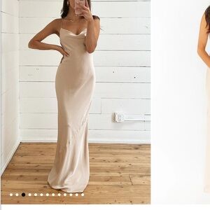 Show Me Your MuMu Champagne Tuscany Maxi Slip Dress Size Small